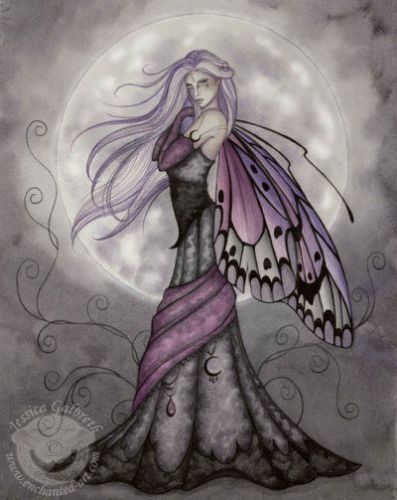 Silver Moon Fairy Fantasy Art Mousepad by Jessica Galbreth