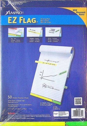 2 Ampad 8.5x11 EZ Flag Writing Pads #20325 White Wide Ruled Perf&#039;d 50 Shts. Ea.