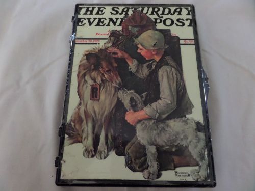 The Saturday Evening Post 1929 Norman Rockwell plastic case notepad dogs boy New