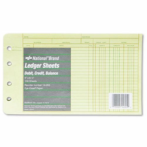 National  Extra Sheets for Four-Ring Ledger Binder, 5 x 8-1/2, 100/Pk (RED14055)