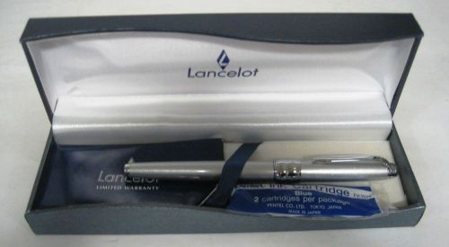 Pentel Lancelot Silver Barrel Fountain Pen w/ Blue Ink LCF30MZ NIB