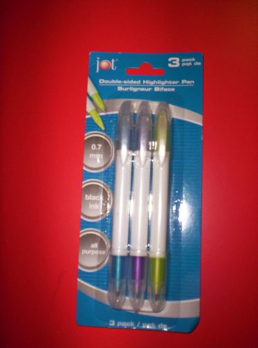 JOT Double Sided Pen/Highlighters~PACK OF 3~BLACK INK~