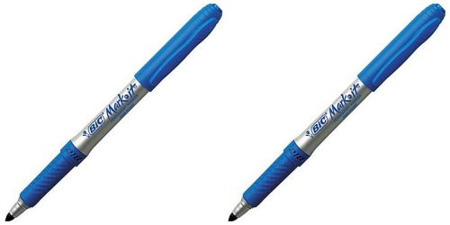 BIC Mark-it Fine Point Permanent Markers, Blue, 2 pens - Rubberized grip