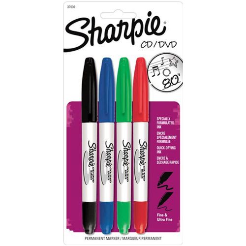 Sharpie CD DVD Permanent Markers Black Blue Green Red