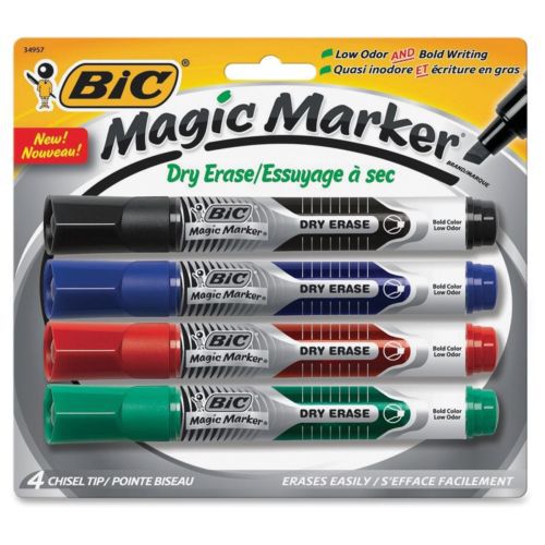 Bic chisel tip dry erase magic markers - chisel marker point style (gelitp41ast) for sale