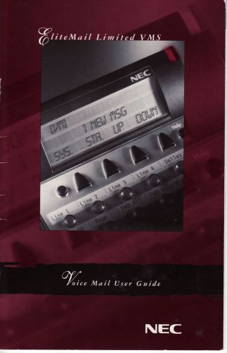 NEC ELITE VOICE MAIL USER GUIDE MANUAL - 18 PAGES