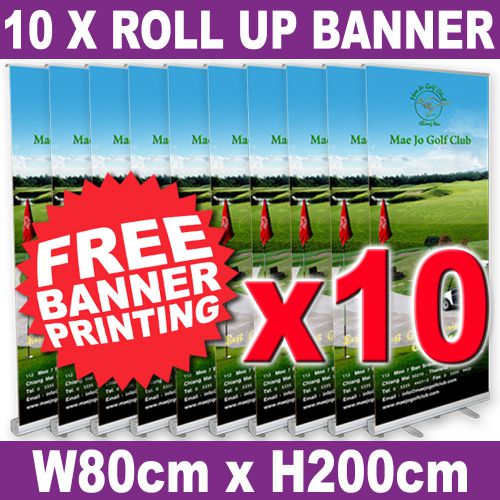 Retractable Roll Up Banner Stand Trade Show Pop Up Display Exhibition Stand x 10