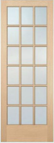 18 Lite Hemlock Stain Grade Solid Exterior Entry or Patio French Doors Wood 8&#039;0H
