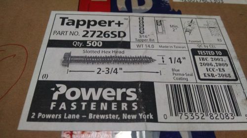 x500 Pieces - Powers Fasteners 02726SD 1/4&#034; x 2-3/4&#034; Slotted Hex Washer Head