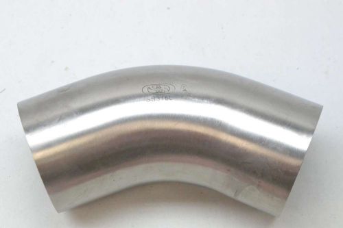 NEW SANITARY TRI-WELD 2-1/2 3A 316L 45 DEG STAINLESS ELBOW D406562