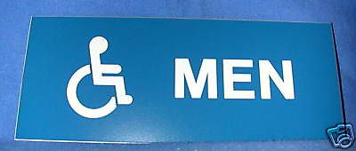 Restroom Sign, Hager 352M Blue, ADA &#034;MEN&#034;