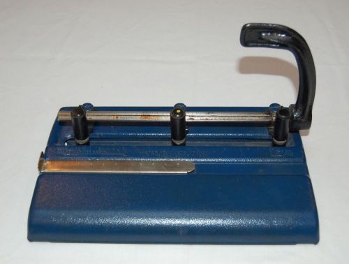 Master Products Heavy Duty ADJUSTABLE 3 HOLE PUNCH Made in USA navy blue