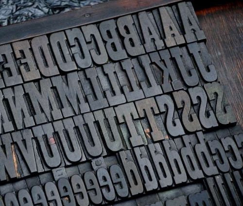 letterpress wood printing blocks 202pcs 1.77&#034; tall alphabet wooden type woodtype