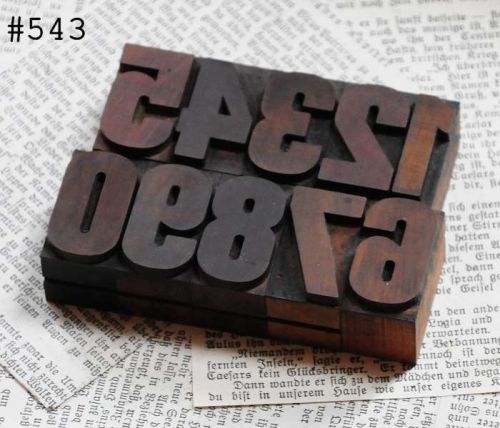 0-9 letterpress wood printing blocks type woodtype old numbers wooden number