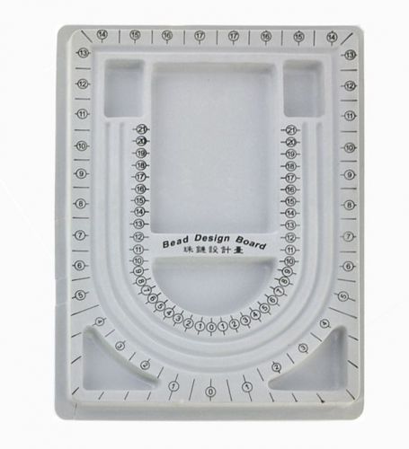 Grey Bead Pearl Design Board Necklace Pendant Measure Jewelry Tray Tool Organize