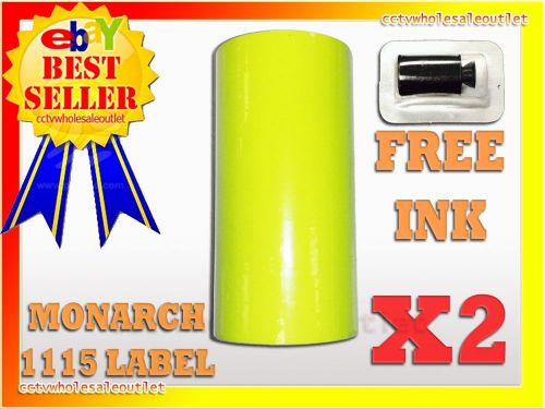 2SLEEVES FLUORESCENT YELLOW LABEL FOR MONARCH 1115 PRICING GUN 2 SLEEVES=20ROLLS