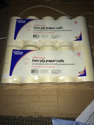 2-Ply 2 3/4&#034; X 85&#039; Paper Rolls Receipt Printer (20 Rolls) Office Depot Brand New