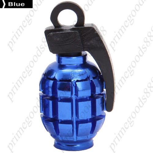 4 universal cool cap  grenade shaped motorcycle tire valve cover caps blue for sale