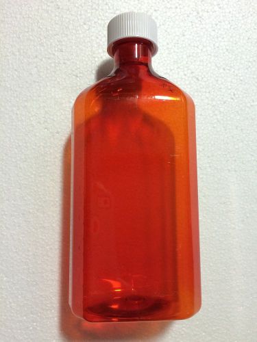 Berry plastics graduated 16 oz amber oval bottles child resistant cap lot of 5 for sale