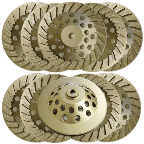 10PK 7” Standard Concrete Turbo Grinding Cup Wheel 24 Segments 5/8&#034;-11 Arbor