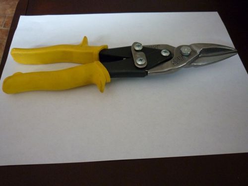 1 USED HIGH-LEVERAGE SHEET METAL SNIPS, WISS M3 YELLOW RUBBER HANDLE GRIP