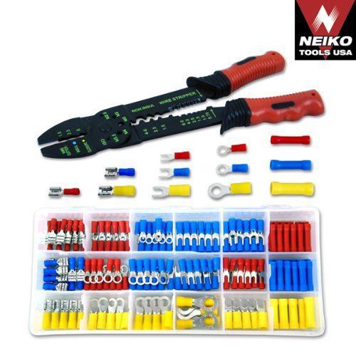 NEW Neiko 175 Pieces Solderless Wire Terminal &amp; Connection with Wire Stripper