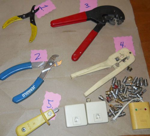 Assorted Lot, Coxial Cable Crimper, Wire Stripper, Crimper Phone line wires