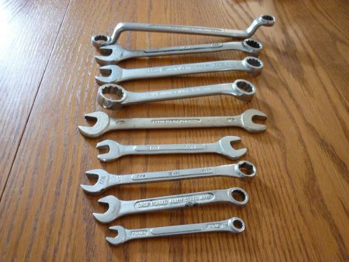 9 PC COMBINATION WRENCHES NOT A SET MIXED SIZES AND BRANDS MADE USA