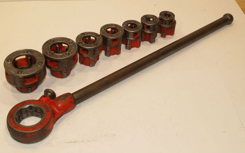 Ridgid 11-r 11r ratcheting pipe threading set w/ 7 die heads 1/8&#034; to 1-1/4&#034; for sale