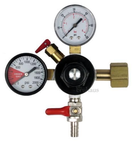 Primary double gauge co2 gas regulator for beer - includes shutoff valve! for sale