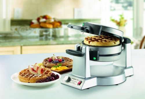 Double belgian baker round waffle maker machine vintage iron gourmet breakfast for sale