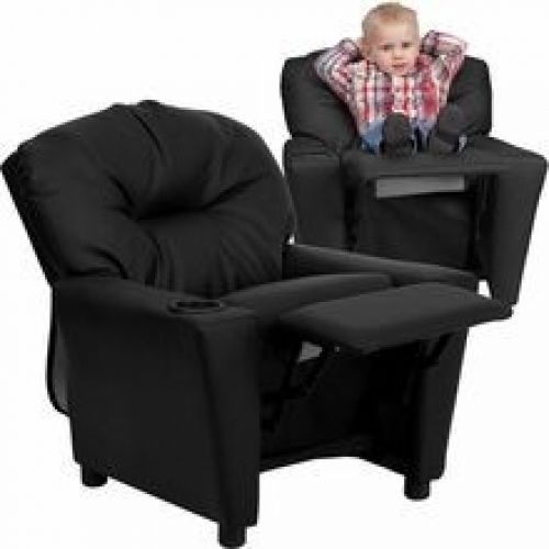 Flash furniture bt-7950-kid-bk-lea-gg contemporary black leather kids recliner w for sale