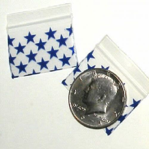 200 Blue Stars Baggies 1.5 x 1&#034; mini ziplock bags 1510