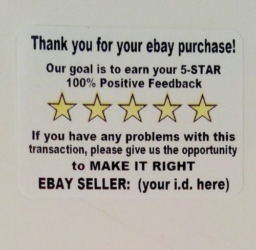Qty 250 YOUR ID Thank You For Your eBay Purchase FB Label Sticker 2&#034; x 1.5&#034;