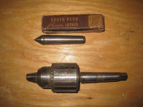 South Bend 9 10K Atlas Craftsman Lathe MT 2 Tailstock Chuck and Center