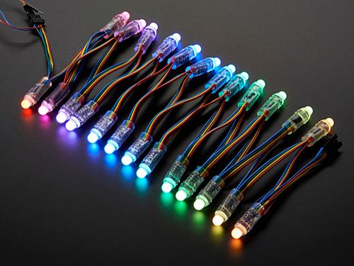 Adafruit 12mm diffused thin digital rgb led pixels strand of 25, 2 strands new! for sale
