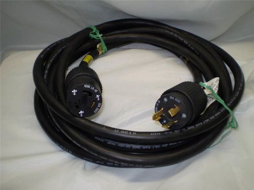 20&#039; extension cord 30amp 250volt with hubbell l6-30 locking plug &amp; connector for sale