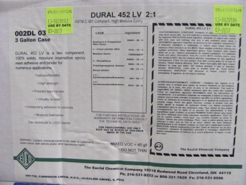 Dural 452 LV high strength epoxy adhesive and binder 3gal. per package