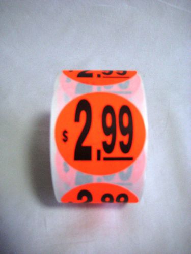 1000 1.5 Round Bright Red $2.99 Price Point Retail Labels Stickers 2-500ct rolls