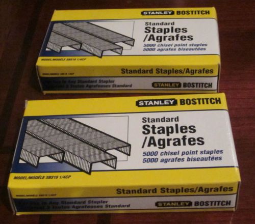 2 Boxes of Stanley Bostitch Standard Staples - 5000/Box - SBS19 1/4-CP