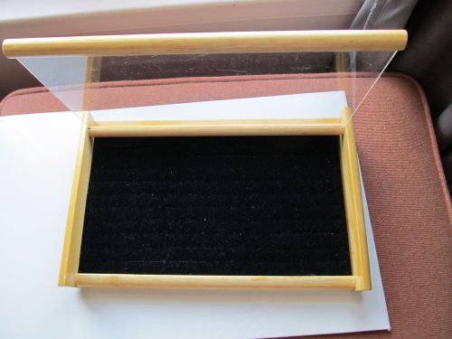 Glass Top Oak Display Case w/Black insert for 120 Ring