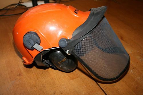 Stihl safety hard hat w/screen shield, ear muffs  # 6035-1 chainsaw helmet for sale