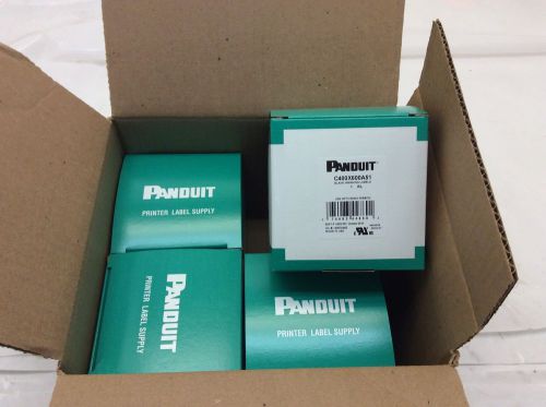 (4) Panduit 4.00&#034; x 6.00&#034;, polyester safety label, WARNING 100 per roll 4 rolls