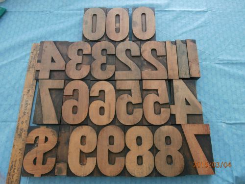 SET OF 24 PIECES 5 INCH LETTERPRESS PRINTING WOOD GOTHIC NUMBERS-BLOCKS-LETTERS