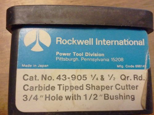 rockwell carbide tipped shaper cutter 43 905 1/2 &amp; 1/4 qru rnd