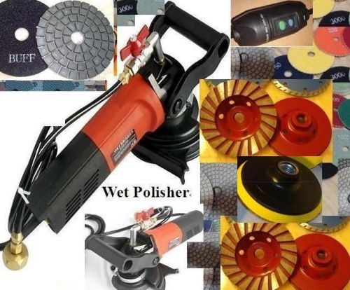 240V Wet Polisher Concrete Stone Cement Granite Engineer 2 Cup 18 Pad counter