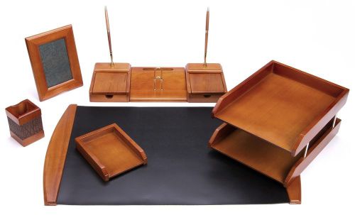 Majestic Six Piece Brown Oak Wood Desk Set W450