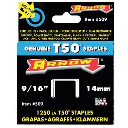 Arrow T50 Type Staples, 9/16&#034;, .050 Wire 509