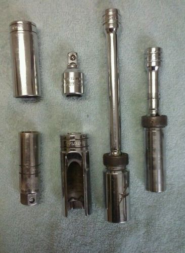 Snap-on plug sockets (swivel also) plus couple wrenched and hex. exstractor set for sale