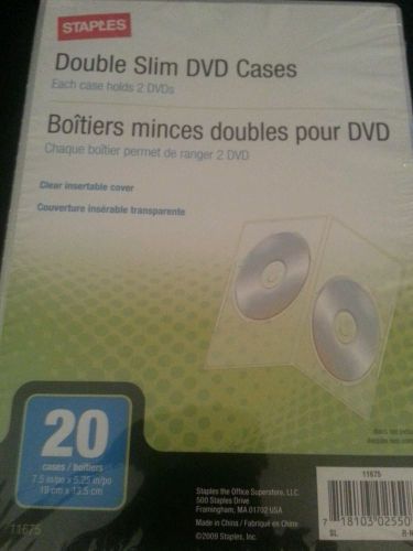Staples Double Slim DVD Cases, 20/Pack